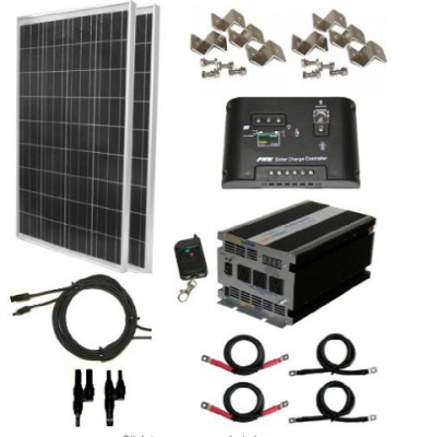 200 Watt Solar Panel Kit with 1500W VertaMax Power Inverter for RV, Boat, Off-Grid 12 Volt Battery Systems